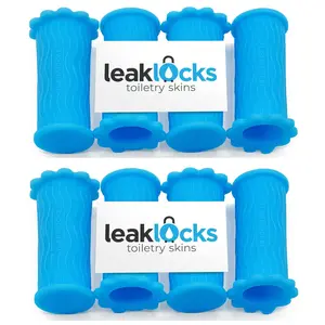 LeakLocks Toiletry Skins 8 Pack Elastic Sleeve for Leak Proofing Travel Container in Luggage Durable Lightweight Reusable Accessories 4 Diameter