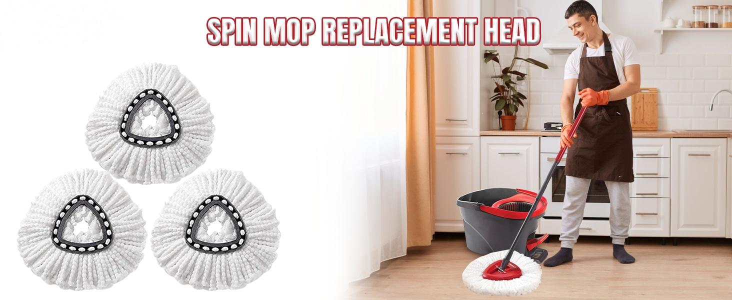 3Pcs Spin Mop Replacement Heads, White Large 360° Easy Wring Spin Mop Head 100% Microfiber Refill, Easy Cleaning Spin Mop Head, Deep Clean, Machine Washable for Easy House Cleaning Floor Mopping 3Pcs Spin Mop Replacement Heads, White Large 360° Easy Wring Spin Mop Head 100% Microfiber Refill, Easy Cleaning Spin Mop Head, Deep Clean, Machine Washable for Easy House Cleaning Floor Mopping
