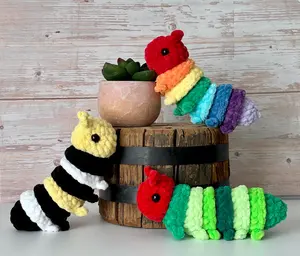 Adorable Crochet Fidget Caterpillar – Inspired By The Very Hungry Caterpillar, Monarch Butterfly & Rainbow Colors – Soft Sensory Stress Relief Toy
