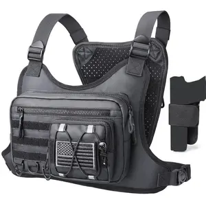 Chest Bag for Men Women, Tactical Chest Rig with Holster, Sport Chest Pack for Outdoor, Running Vest for Hiking, Cycling, Travel, Workouts, EDC