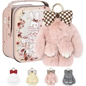 Bunny Keychain with Tin Box, Cute Keychain Gift, Soft Bunny Keychain Accessories for Women