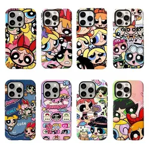 HAY Trendy Fashion Kawaii Painting Cute Powerpuffs Anime Girls Phone Cases For iPhone 17 Promax Pro Air 16 Plus 15 14 13 12 Shockproof Protective Film Shells Cover Best Gifts of Christmas Halloween Birthday Valentine