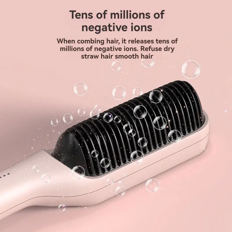 Mini straightening comb, hair straightening brush, ring straightening comb, fast heating, anti-scalding design, automatic power off, suitable for natural curls, smoothing frizz, home, travel, suitable for women's gifts