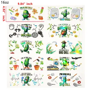 Holographic 10pcs Inspirational cucumber UV DTF Cup Wraps for 16OZ tumblers Waterproof Acrylic Wraps for Cups Glasses &Smooth Objects Vivid Colors Strong Adhesion CustomizableStickers Decal Sticker Art Crafts Kit