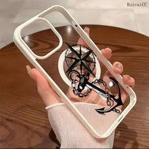 Premium Magnetic Phone Cases for iPhone11/12/13/14/15/16//17/Air/promax/Plus Retro Anchor Compass Design y2k cased MagSafe Ready, Anti-Fall, Springtok and Ultra-Thin Design | Perfect for Everyday Use Protector Screen Protector Aesthetic Cover
