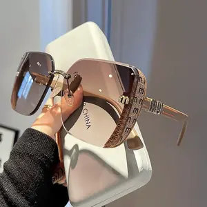 New Fashion Trimmed Sunglasses Half Frame High Quality Trend Simple Sunglasses Women's Fine Flash