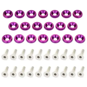 20 count Fender Bumper  Washer and 20 count Bolt M6x20mm CNC Finishing Washer Engine Bay Dress Up Fastener Kit(Purple) (Purple)