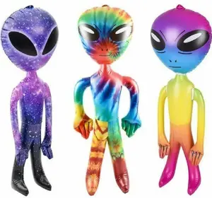 3-Pack of 36" Inflatable Aliens – Rainbow, Galaxy & Tie-Dye Color Balloon Inflate Set 👽🎉🌈