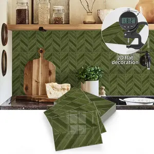 Seamless Splicing Self-Adhesive Tile Stickers, Herringbone Geometric Patterns, Removable Textured Wall Decals for Kitchen & Bathroom Decor