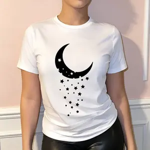 "Celestial Geometric Print" Graphic T-Shirt - Sheer Breathable Y2K Fashion Statement Top - Relaxed Coquette Aesthetic Apparel - Comfortable Short Sleeve Graphic Shirt - Unique Professional Detail Crew Neck Tee