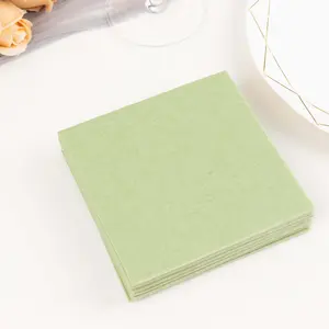 20 Pack Linen-Like Paper Napkins 5"x5" Sage Green - Soft Single-Use Airlaid Cocktail Napkins