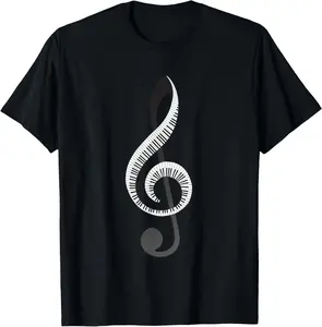 100%cotton Funny Piano Gift For Men Women Cool Treble Clef Musical Note T-Shirt Top Vintage
