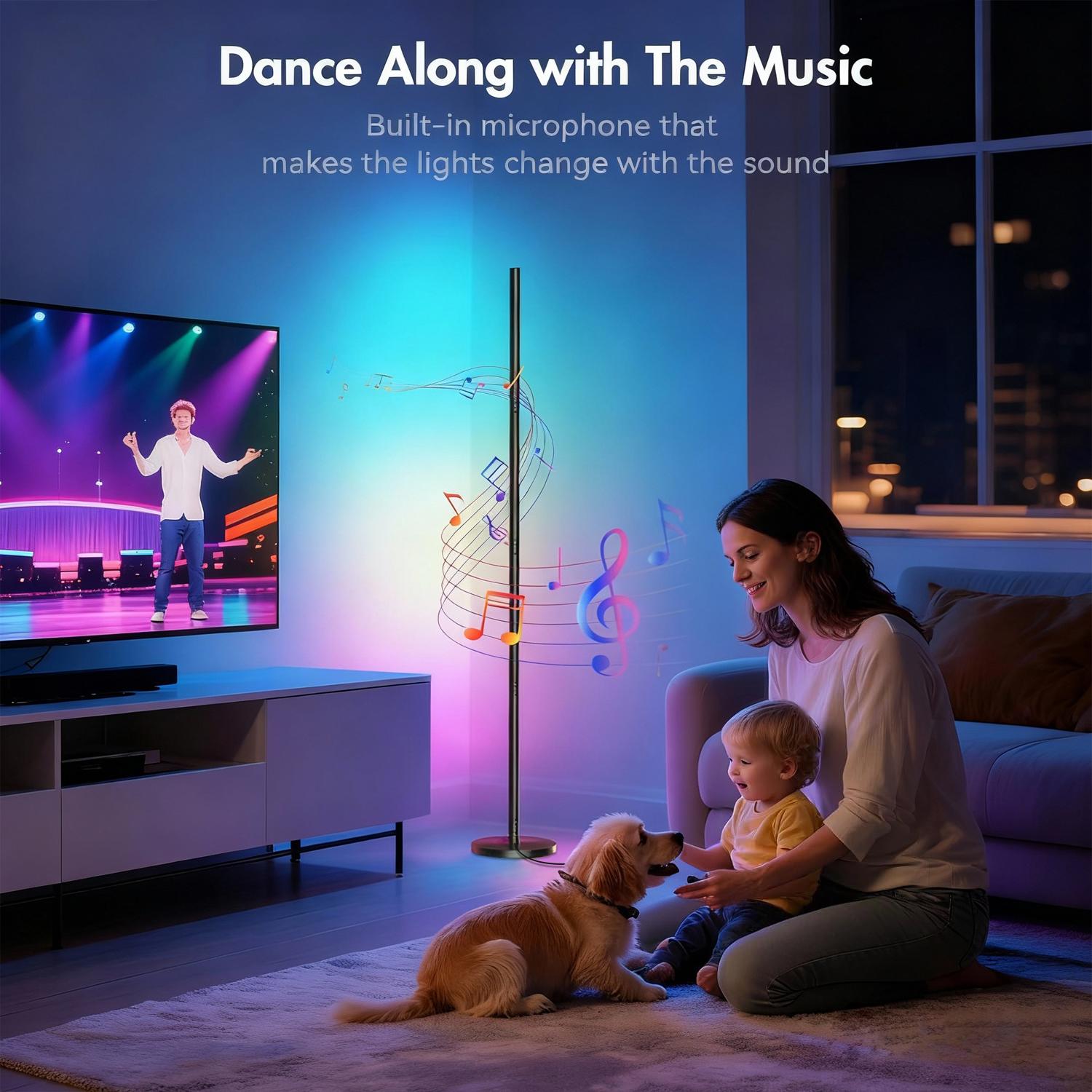 RGB Corner Floor Lamp 16 Million Color Music Sync Changing LED Corner Lamp with Remote & APP Control Smart Modern Floor Lamp RGB Corner Floor Lamp 16 Million Color Music Sync Changing LED Corner Lamp with Remote & APP Control Smart Modern Floor Lamp