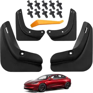 New Upgrade Soft Material Car Mudguard for Tesla Model 3, Front and Rear Wheel Mudguards, Accessories, Durable Protection