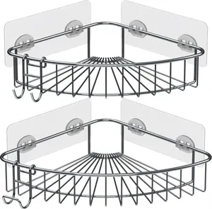 Shower Shelf for inside Shower, Shower Shelf Corner, Shower Corner, Shower, Shower Wall, Stainless Shower Suction No 2 Pack Silver