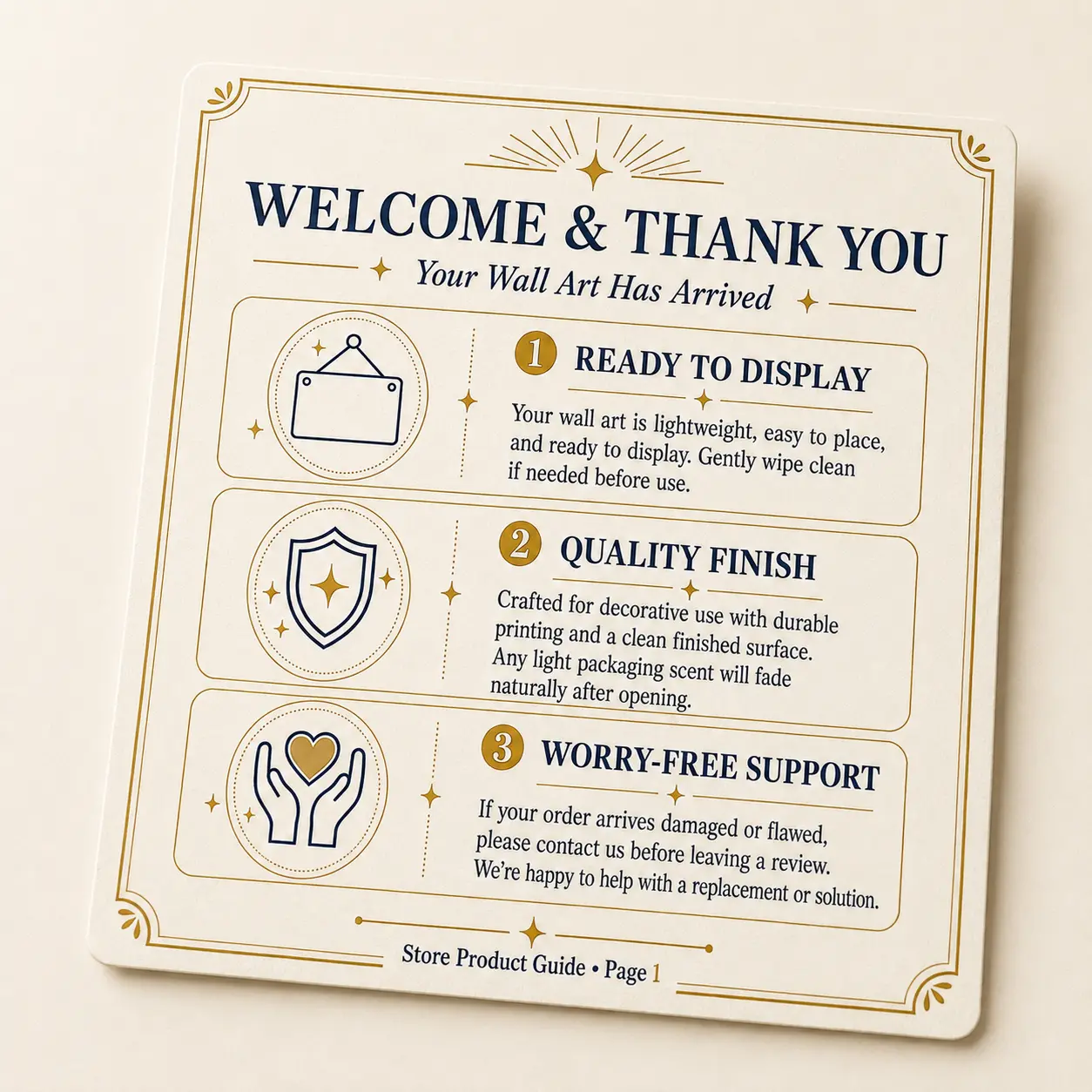 Home Decor After-Sale Instructions Manual - For Wall Metal Signs, Canvas Posters, Wall Decor Plaques & Signs