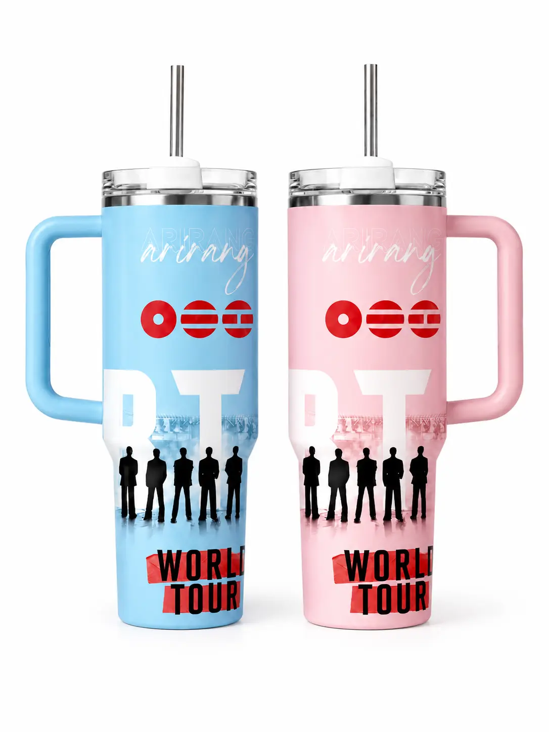 Korean Pop Inspired Tumbler Cup 20oz 30oz 40oz with Handle, Straw Lid, Music Fan Travel Mug