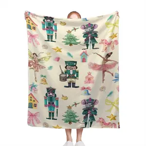 [Christmas Nutcracker Blanket] Christmas Nutcracker Ballet Plush Throw Blanket - Soft Flannel All-Season Cozy Blanket With Festive Nutcracker Soldiers, Ballerinas & Holiday Motifs, For Sofa Bed Chair