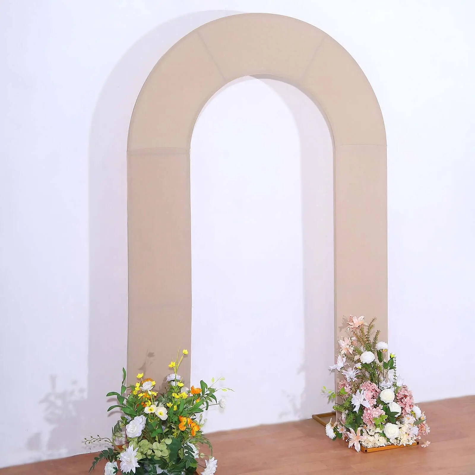 Nude Spandex Fitted Open Arch Backdrop Cover, Double-Sided U-Shaped Wedding Arch Slipcover 8ft, Bridal Shower Backdrop, Party Backdrop Decoration