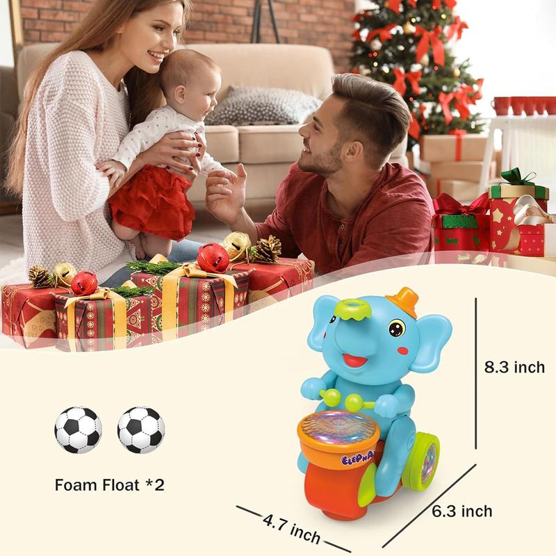 Musical Crawling Baby Elephant Toy with Blowing Balls & Lights Random color- Interactive Sensory Toy for Infants 6-12 Months | Birthday Gift for Boys & Girls ﻿