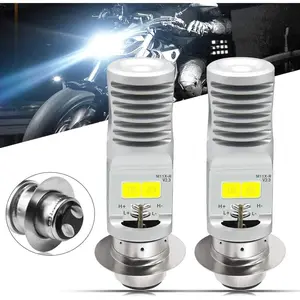 Thanleex 2PCs ac9-48v p15d h6m led motorcycle headlight bulbs 1800lm super bright 4xcob chips high/low beam LED lamps for Yamaha, ATVs yfm350 450 400 660 700 Raptor.xenon white.6500k.