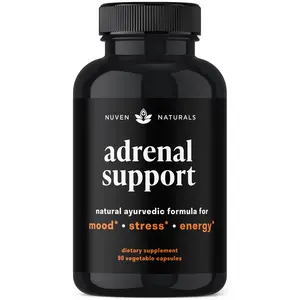 Nuven Naturals Adrenal Support - Cortisol Manager & Adrenal Support Supplements with Ashwagandha Extract, Rhodiola Rosea, Holy Basil to Help Stress, Fatigue & Energy | Adaptogens | 90 Capsules