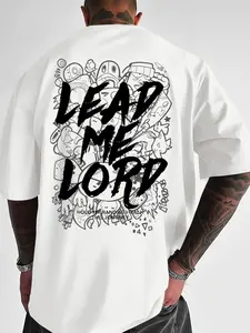 Fashion Plus Size Men's Casual T-Shirt, Streetwear, Lead Lord Pattern Print, Ideal for Daily Outdoors Wear, Comfortable and Stylish