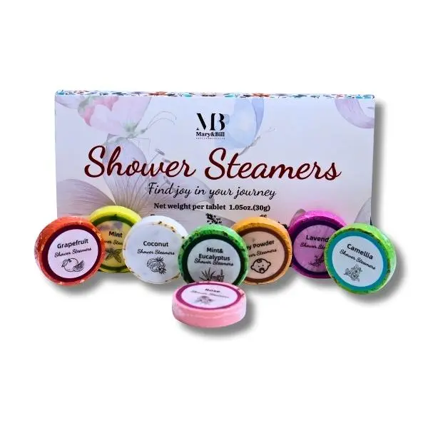Mary & Bill Shower Steamers 8pcs Aromatherapy Set with Natural Essential Oils for Stress Relief & Relaxation - Perfect Gift for Women & Men - Home Spa Experience & Daily Body Care