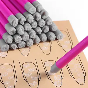 4pcs Nail Art Stamp Pen Set, Flower Butterfly Heart Pattern Nail Transfer Print Tools, Flower Design Nails, Non-Alcoholic Nail Stamping Kit For Women, DIY Manicure Accessories