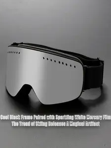 Magnetic Adult Dual-Layer Anti-Fog Snow Goggles, Windproof Ski Goggles, Replaceable Lenses, Night Vision Cylindrical Large Field of View, Skiing and Hiking Eyewear