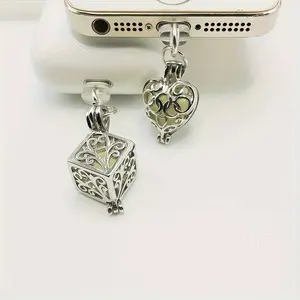 Phone Dust Plugs - Phone Charms - Halloween Hollowed-out Light-absorbing Stone Pendants - Suitable for iPhone, Type-C, and Android Phones - Exquisite, Creative, and Practical - Perfect as a Small Gift