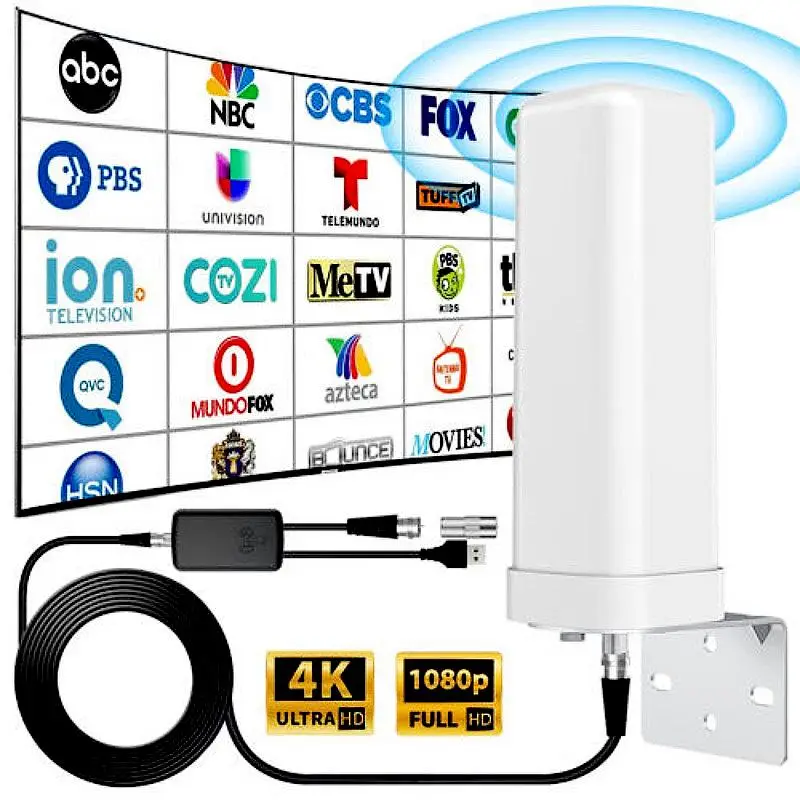 Outdoor TV Antenna, 4K Digital HD Antenna Signal Booster, Built-in Amplifier Antenna, Maximum Transmission Distance 6000 Miles 1080P HD Frequency Rang