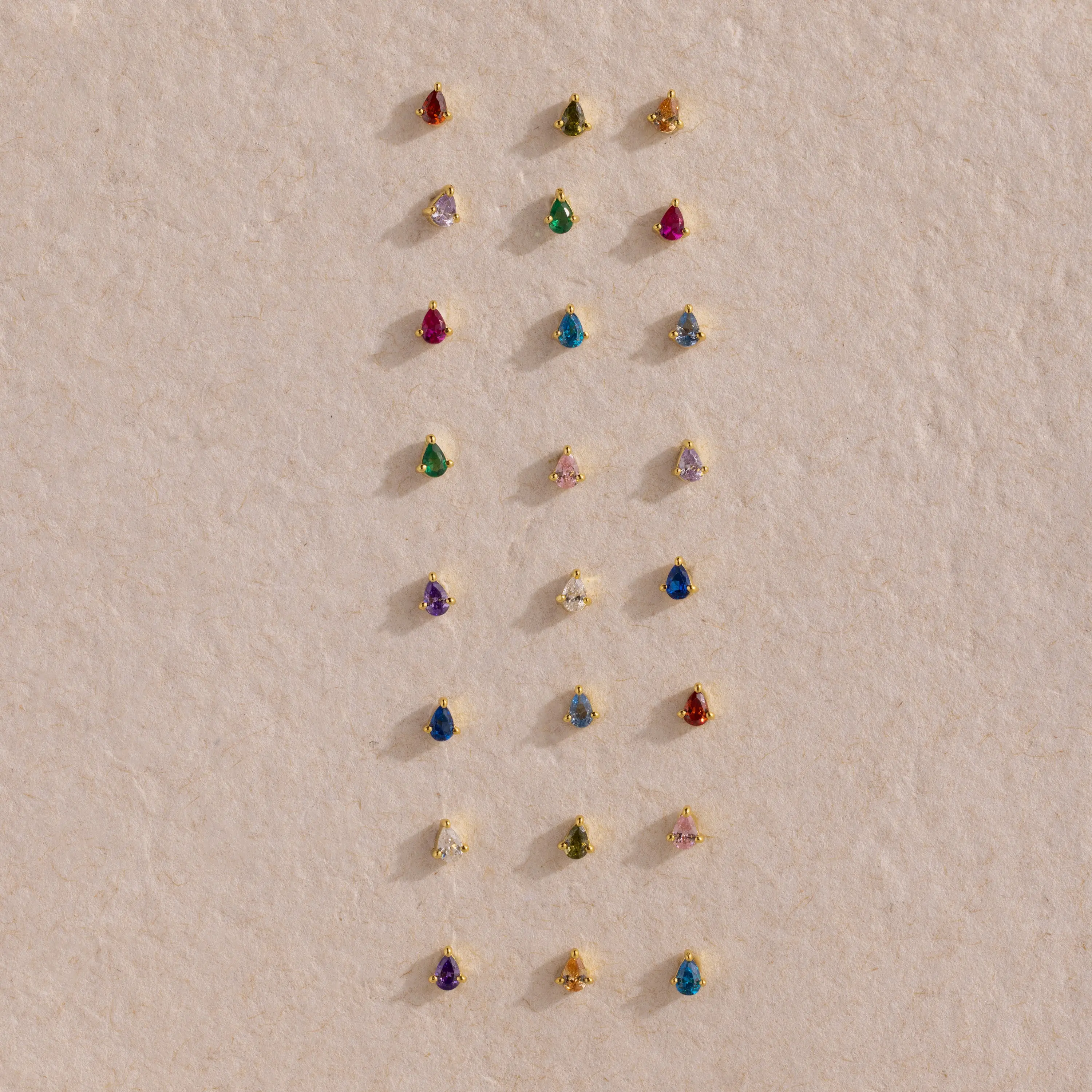 Teardrop Birthstone Flatback Studs by Caitlyn Minimalist - Custom Pear-Cut Gemstone Earrings - Tiny Crystal Stud Earrings - Dainty Jewelry - Personalized Gift for Her