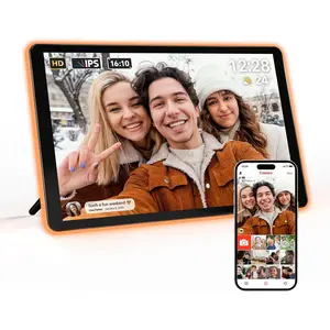 Neon Light Digital Picture Frame - 10.1"  Display | AI Color-Changing LED Strip Digital Photo Frame | Quick Share Photos/Videos, Easy Setup in Frameo App |  Digital Frame for Gifting