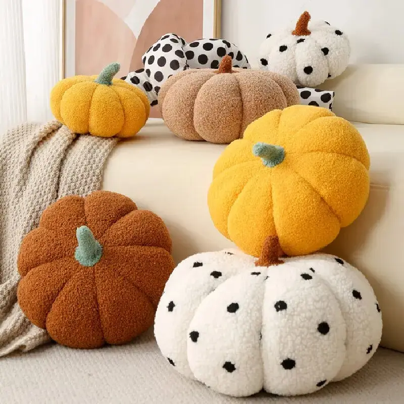 Plush Pumpkin Decorative Throw Pillow - Soft Cushion for Home Furniture, Sofa, Bed