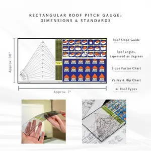 Roof Slope Chart and Pitch Gauge - Durable Acrylic Tool for Accurate Roof Measurements, Ideal for Architectural Plans and Roofing Professionals