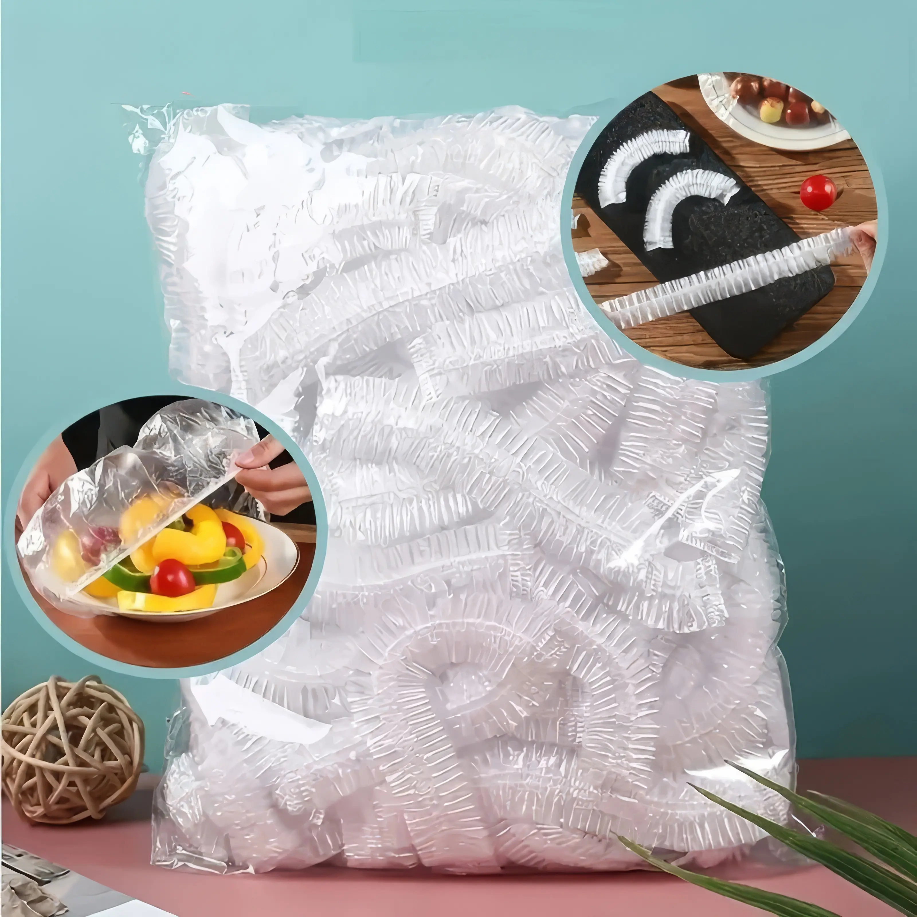 100-Pcs Food Storage Bags with Twist Ties - Heavy Duty Thick BPA-Free Plastic, Leak-Proof, Freezer-Safe, Airtight Fold Seal, Kitchen Household Products for Airtight Meal Prep, Fridge Organization, Produce Meat Bread - Home Use Containers