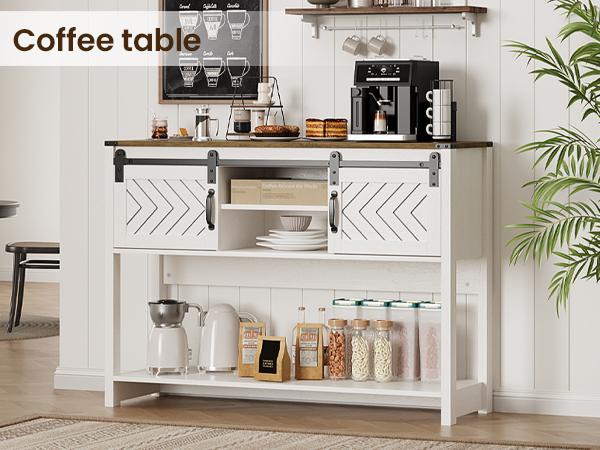 RoyalCraft Entryway Table with Storage, 46" Modern Farmhouse Console Table with Sliding Barn Door, Wood Rustic Sofa Table with Adjustable Shelf for Hallway, Living Room, Foyer