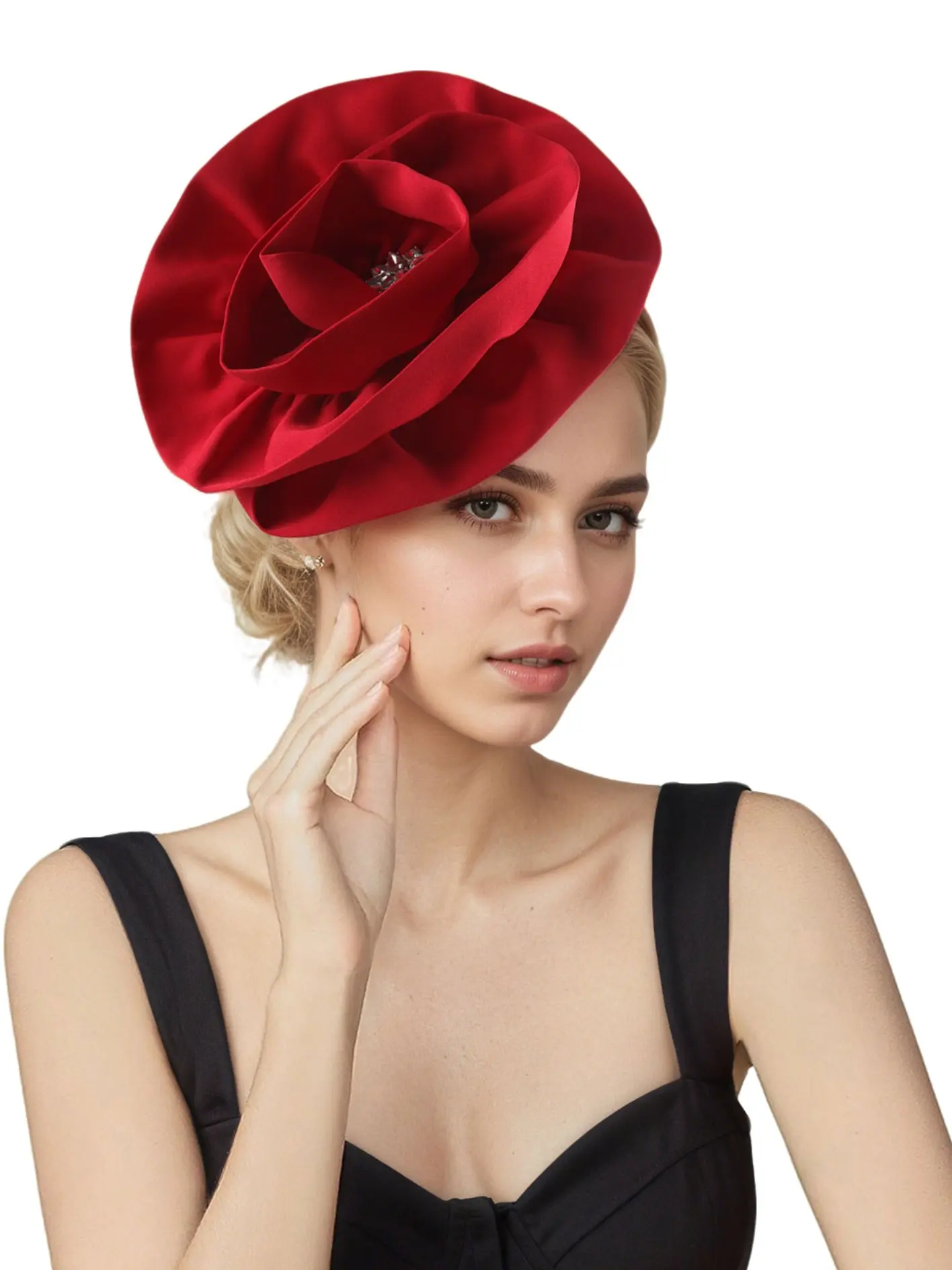 1PC Flower Fascinators Hat Tea Party Derby Hats for Women Flower Church  Cocktail  with Headband for Wedding,Halloween, Christmas, Easter, Carnival headwear Bridal Headband Costume Headpiece