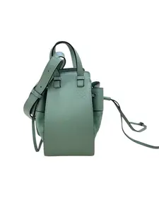Pre-owned Loewe leather Crossbody Bags Mini Hammock Mini in Green Mint