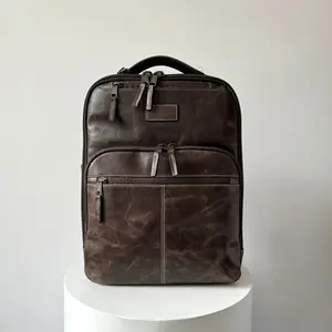 Crazy Horse Full-Grain Leather Laptop Backpack – Premium, Rugged & Stylish