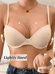 Lightly Lined Smooth Seamless Bra Underwire Natural Push Up Breathable Everyday Lingerie