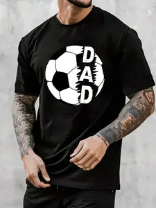 Dad Soccer Men's Funny Graphic Short Sleeve 100% Cotton Tee Casual Sports Outdoor Crew Neck T-Shirt Machine Washable