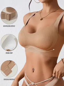 Minimizing bra with wide adjustable straps soft massage padding and a seamless design for all day comfort