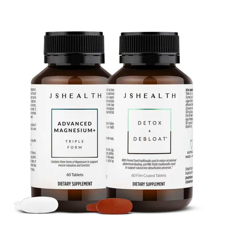 JSHealth Community Favorites Bundle - Detox + Debloat & Advanced Magnesium+ Tablets for Digestive Health and Muscle Relaxation - Vegan Formula - 60 Tablets Each Supplement Healthcare