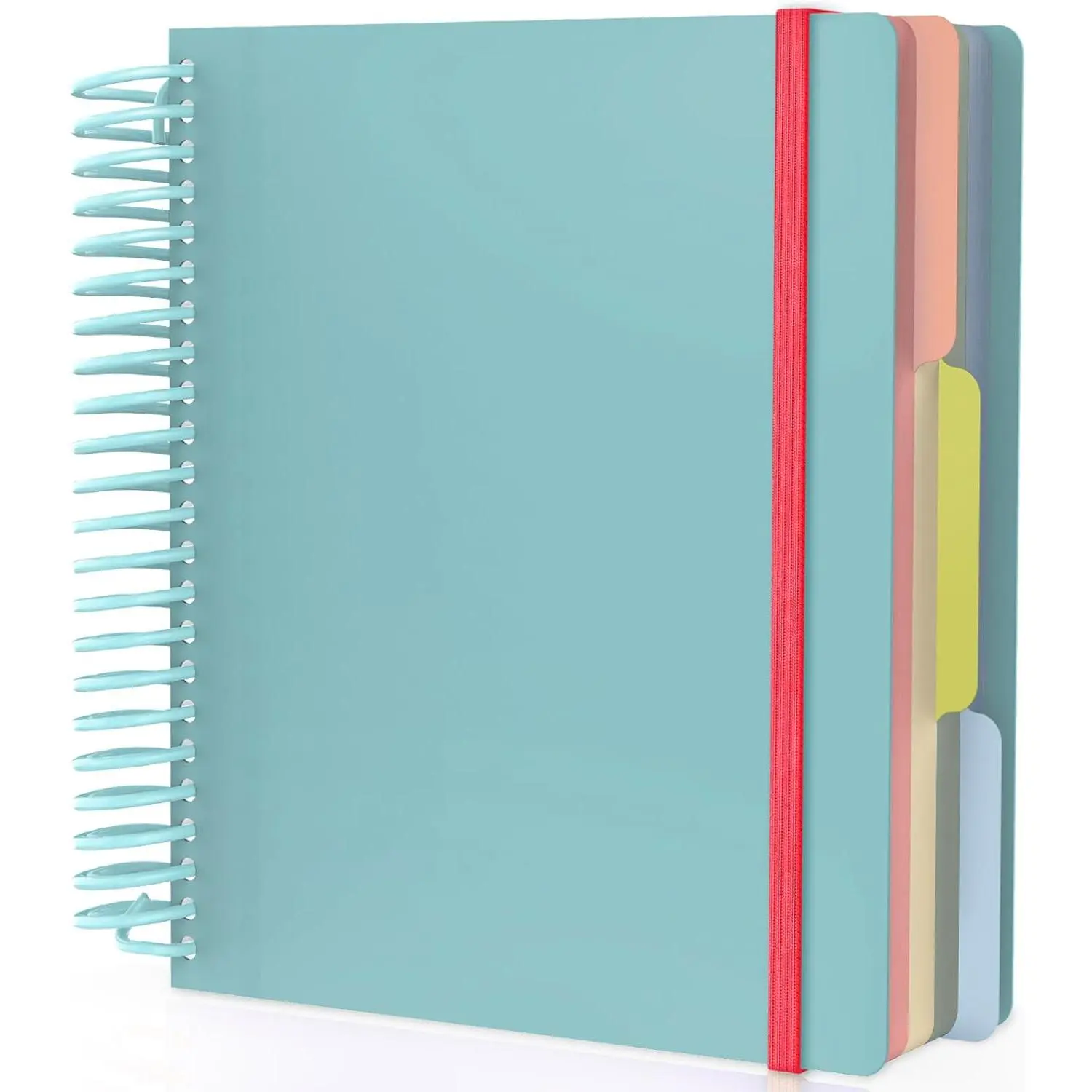 3 Subject Spiral Notebook, 1 Pack A5 7.3" x 8.1" College Ruled Notebook with Pockets, Hardcover Women Notebook 240 Pages Thick Paper with Dividers for Work Office School Supplie-Light Blue