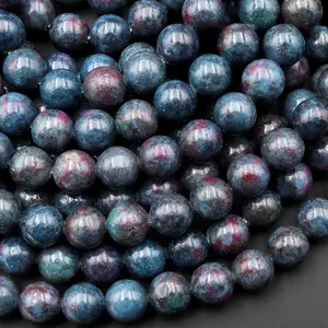 Lovskaya Ruby in Kyanite UV-Reactive Natural Crystal Bead Bracelet for Adults Elegant Unisex Jewelry Versatile Design Suitable for All Occasions