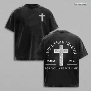 I Will Fear No Evil Unisex Washed T-shirt Vintage Tee Jesus Shirt Jesus Tee Christian Merch Christian Apparel God Apparel
