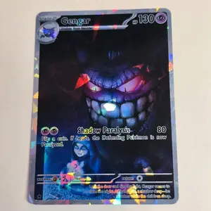 Gengar Custom Premium Full Art Pokémon Card | Holographic TCG Display Card |  Ghost Type Shadow Art | $5 Card Shop - Over 100+ Styles Available! Collectible Trading Cards Trading Cards