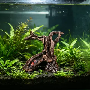 Fish Tank Decorative Driftwood Resin Sculpture, Shrimp Hideout, Pet Shelter, Aquatic Ornament, 1 Piece, Ideal for Fish Tanks & Aquariums